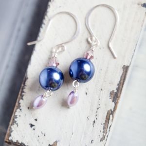 Purple Pearl Silver Earrings NWT Handmade